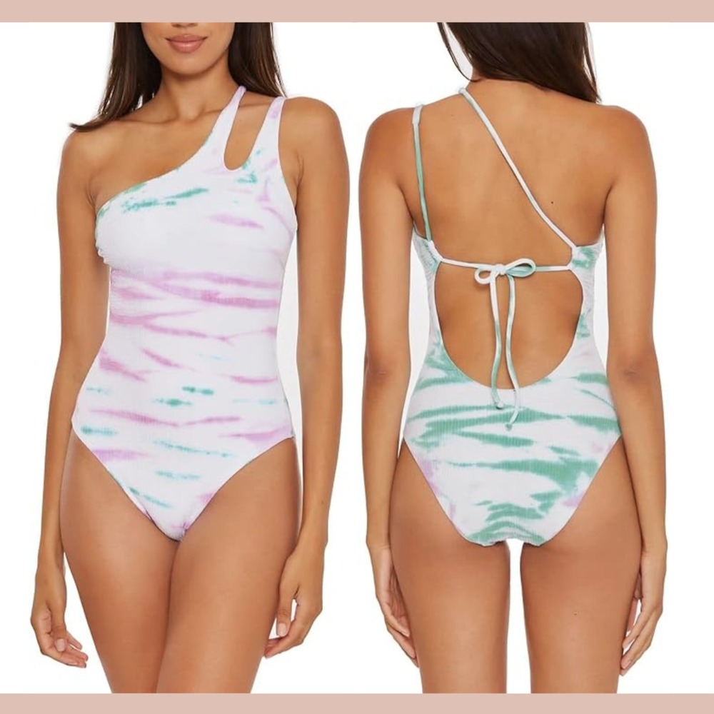 NWD BECCA [ Small ] Iconic Violet Pucker Rib OneShoulder One Piece Swimsuit 7024